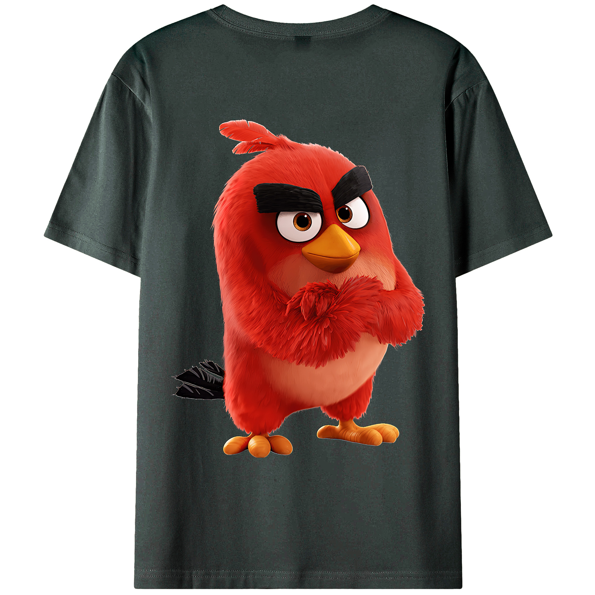 （画像用） Angry Birds アングリーバード 綿100％ メンズ半袖Tシャツ（バックプリント） 通気性